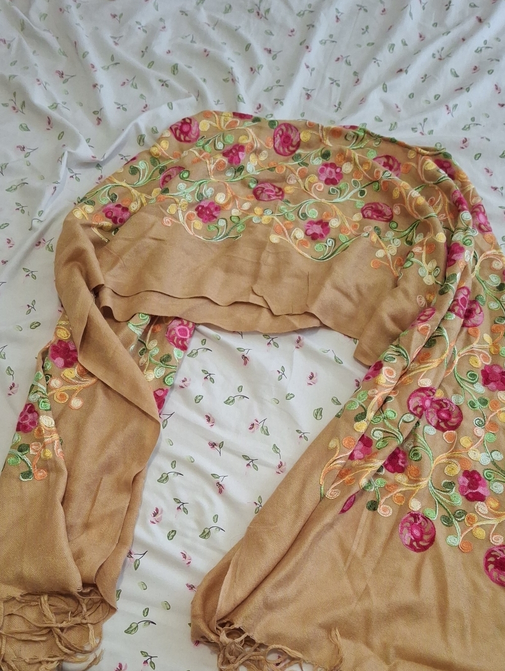 Embroidered Floral Scarf / Poncho